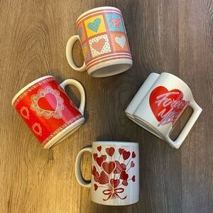 Vintage coffee mug bundle Valentine’s Day Avon heart shaped mugs cottage granny